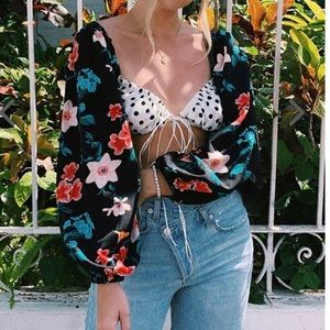 Verge Girl Joie De Vivre Tie Front Crop